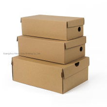 Logo Printing Flat Pack Packaging Natural Kraft Corrugated Paper Shoe Box